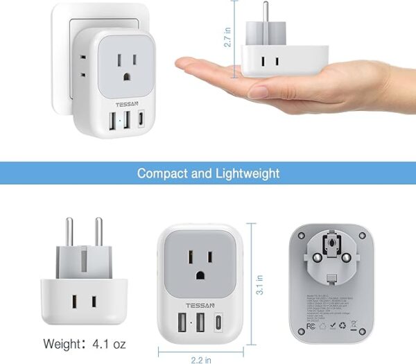 Limited deal E F Plug Adapter USB C, Germany France 21% off - Image 3